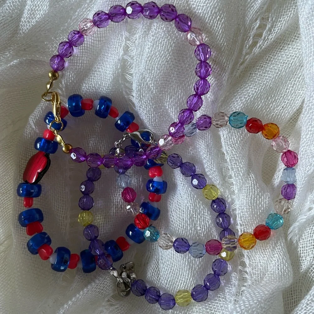 Acrylic mix color beads bracelet - 4 strands